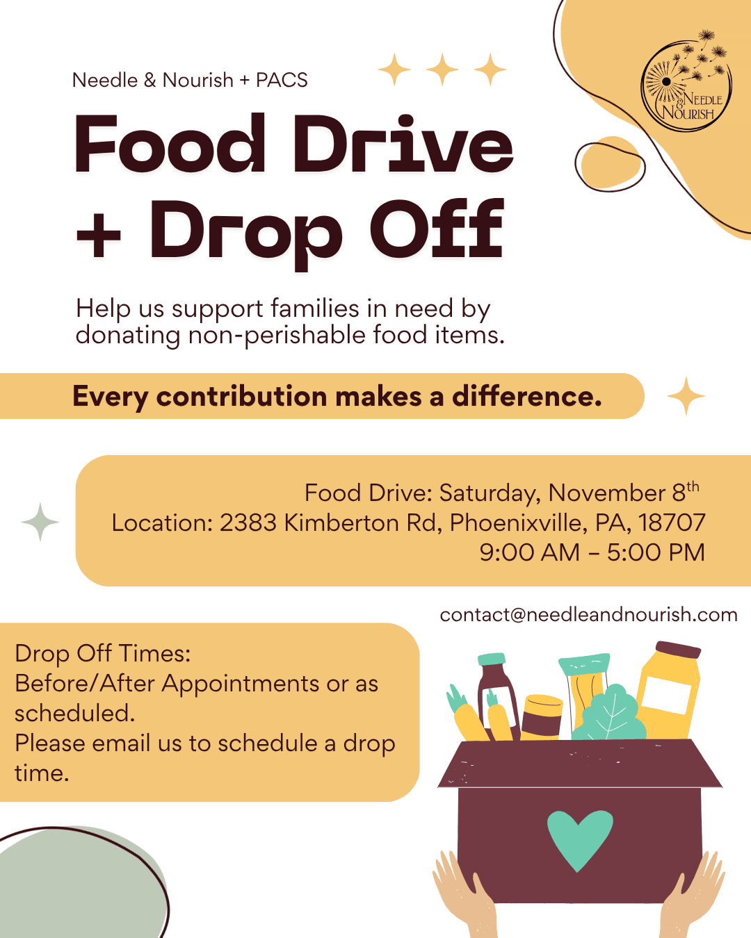 Food Drive - Needle & Nourish + PACS
